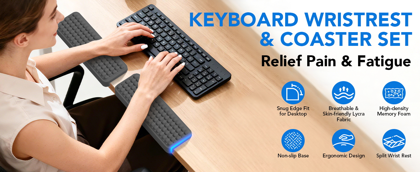 L-Shaped Wrist Rest for Computer Keyboard
