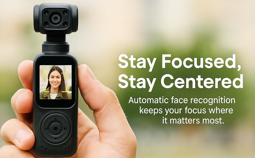 Smart LCD Camera with Automatic Face Tracking and Focus for Vlog and Video Recording