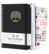 EYROZILL Planner 2025-2026, Daily Planners, Hardcover Planner with Monthly Tabs, Notes Pages, Spi...