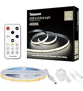 Tatazone White COB Led Strip Lights with RF Remote, 16.4ft 4000K Dimmable Bright Neutral White CO...