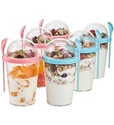 6-Pack of Chef's Path Overnight Oats Containers with Lids and Spoons, 14 oz Capacity. Airtight, P...
