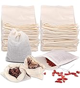 50 Pack Tea Filter Bags, Tea Filter Bags for Loose Tea, Reusable Drawstring Cotton Tea Bag, Tea F...