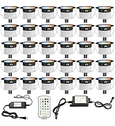 LED Deck Lights Kit RGBW 30pcs F1.22 Low Voltage Recessed Deck Lamp In-ground Lights Waterproof O...