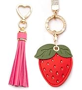 Airtag Keychain Cute Anime Leather Keychain with Bling Keychain Wristlet and Tassel Bag Charm