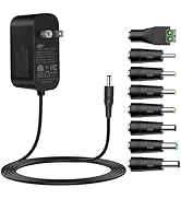 Tonton 12V 2A 6Ft Power Supply Adapter, 24W Universal Charger AC 100-240V with 8Tips to 12Volt DC...