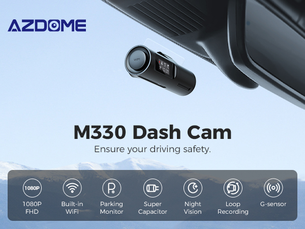 AZDOME M330 1080P FHD Single Front Dash Cam with built-in WiFi