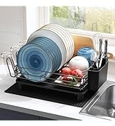 JASIWAY Stainless Steel Black Dish Drainers Drying Rack for Kitchen Counter with Drainboard, Rust...