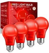 TJOY LED Red Light Bulb, Red Colored Light Bulbs Outdoor, A19 60 Watt Equivalent, 5W E26 Base Lig...