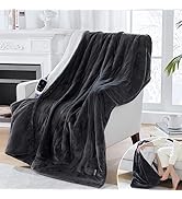Sealy Electric Blanket with Foot Pocket for Adults, Flannel &amp; Sherpa Heated Blanket Throw with 6 ...