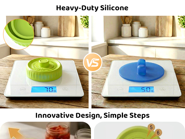 Heavy-duty 70g solid silicone fermentation lid for wide mouth mason jar offers an airtight seal.