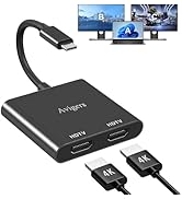 (2 in 1) USB C to Dual Hdmi Adapter for 2 Monitors, (MST is not Support on MacOS, MacOS Allows Mo...