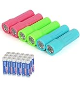 Hilngav 9-LED Mini Flashlight 6-Pack, Small Multicolor Flashlights with Lanyard, 18 AAA Batteries...