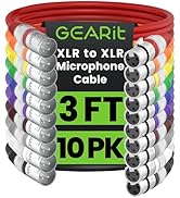 GEARit XLR Male to Female Microphone Cable (3 Feet, 10 Pack) 3-Pin Balanced Shielded Mixer, Recor...