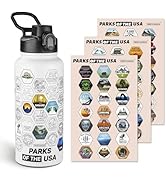 National Parks Water Bottle with Stickers and Straw,32oz Double Wall Vacuum Wide Mouth Insulated ...