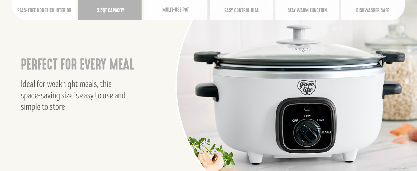 GreenLife, Ceramic Nonstick, PFAS-Free, Non-Toxic, Slow Cooker, Electrics