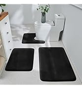 HUXMEYSON Bathroom Rugs Sets 3 Piece, Ultra Soft Velvet Memory Foam Bath Rugs, Non-Slip &amp; PVC Bac...