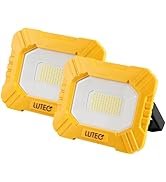 LUTEC 2 Pack 3500LM LED Work Light, Rechargeable Magnetic Work Lights with Stand, Portable 5000K ...