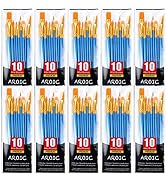 Painting Brush Set, 10 Packs /100 Pieces, Nylon Brush Head, Suitable for Oil and Watercolor, Perf...