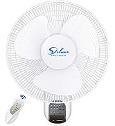 Simple Deluxe 16 Inch Wall Mount Fan with Remote Control, 3 Oscillating Modes, 3 Speed, Timer, 1 ...