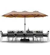 Shintenchi 16FT Large Patio Umbrella with Base Included, Outdoor Double-Sided Rectangular Shade w...