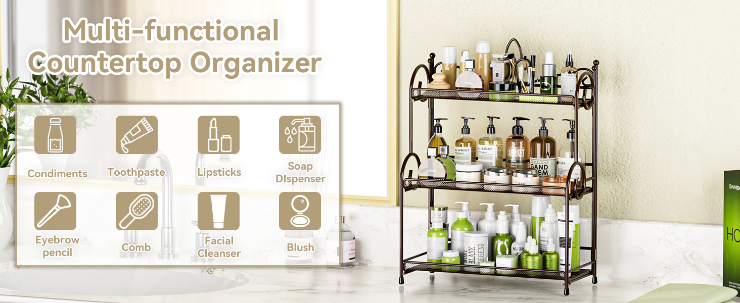 3 tier bathroom skincare organizer countertop