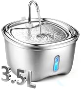 Kiwilove Cat Water Fountain Stainless Steel, 120oz/3.5l Water Fountains for Cats Indoor, Automati...