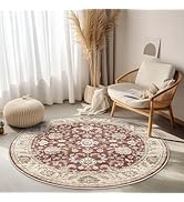WITSHOCK Round Rug 4Ft Washable Area Rug Vintage Floor Mat Kitchen Indoor Circle Rug 4' Round Thi...