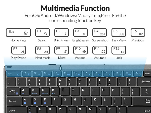 Foldable Bluetooth Keyboard with Touchpad and Multimedia Function