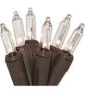 612 Vermont 20 Clear Mini Christmas String Lights on Brown Wire Cord, UL Approved for Indoor Use ...