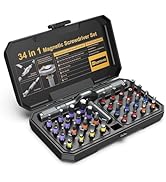 Bomivoi 34 in 1 Magnetic Screwdriver Set, DIY Ratchet Screwdriver Set, Multi Bit Magnetic Drive S...