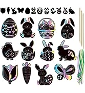 Iconikal 48-Count Easter Scratch Paper Ornaments, Art &amp; Craft Bulk Pack with 24 Sticks Pastel Col...