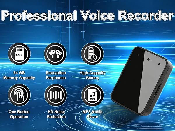 Voice Recorder - Voice Recorder with Playback - 64GB Recording Device
