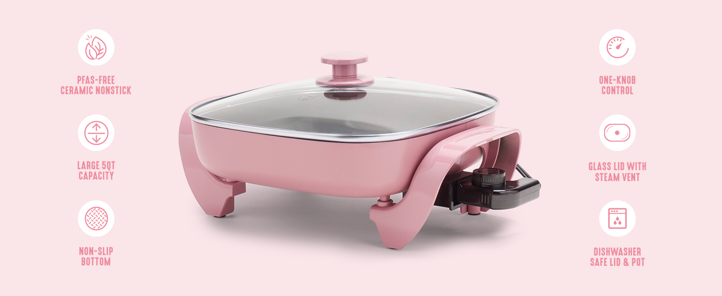 GreenLife, Ceramic Nonstick, PFAS-Free, Non-Toxic, Electric Skillet, Electrics