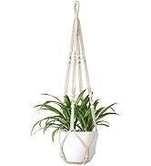 Mkono Macrame Plant Hanger Indoor Hanging Planter Basket with Wood Beads Decorative Flower Pot Ho...