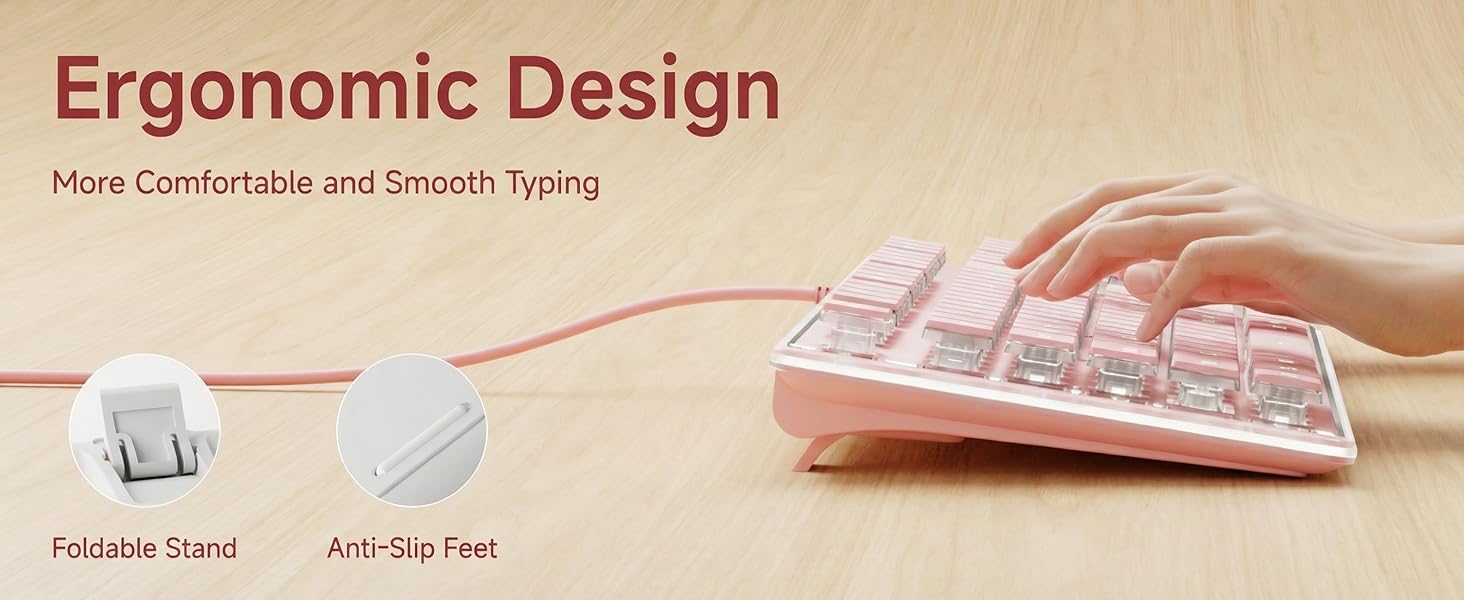 keyboard pink silent mechanical keyboard led keyboard