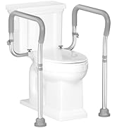 HOMLAND Toilet Safety Rail for Seniors with Adjustable Height &amp; Width, Toilet Safety Frame with H...