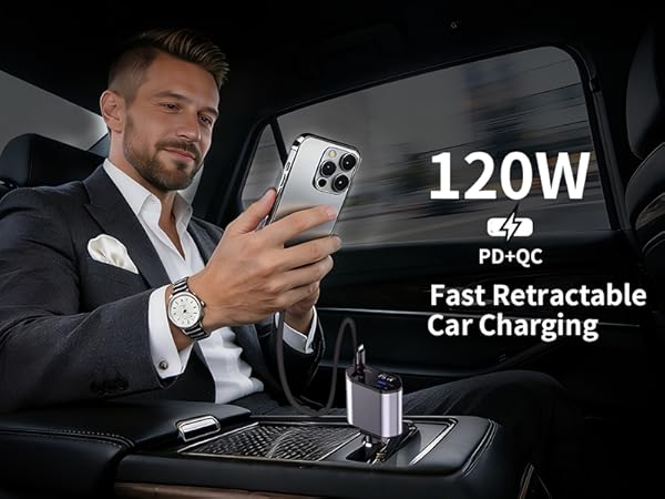 YAOKEEP Car Charger – 120W Ultra-High Power, Blazing-Fast Charging