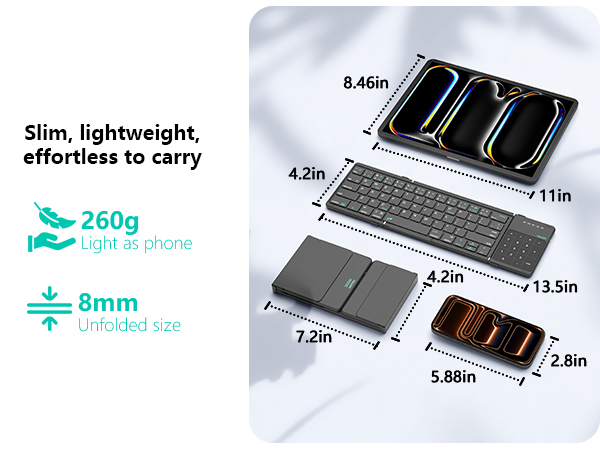 Mini wireless Bluetooth keyboard foldable