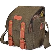 CADeN Compact Camera Bag Case Canvas Leather Trim Compatible for Nikon, Canon, Sony Mirrorless Ca...
