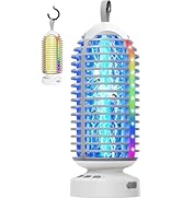 Bug Zapper Outdoor Indoor, Cordless Mosquito Zapper with LED Lights and Marquee Lights, Rechargea...