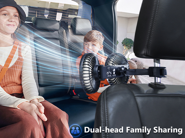 Nauttxon Battery Fan for Car Backseat, 360°Rotatable Car Fan for Back Seat