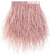 Soarer Pink Feathers Fringe Trim - 2Yards 5-8inch Ostrich Feathers for DIY Sewing Clothing,Access...