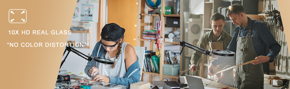 table magnifying glass with light