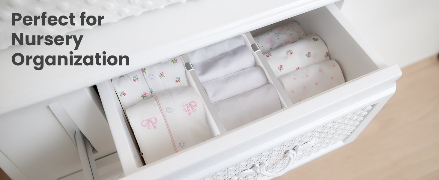 Drawer Dividers being used in a nursery setting