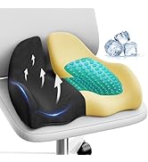 Benazcap X Large Gel Seat Cushion for Office Chair Ergonomic Cushions-Gel &amp; Memory Foam Coccyx Bu...