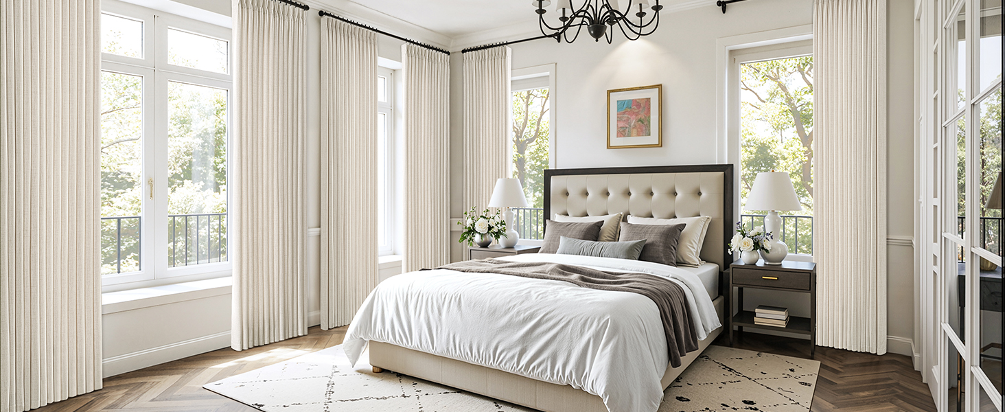 pleated curtains 4 panels