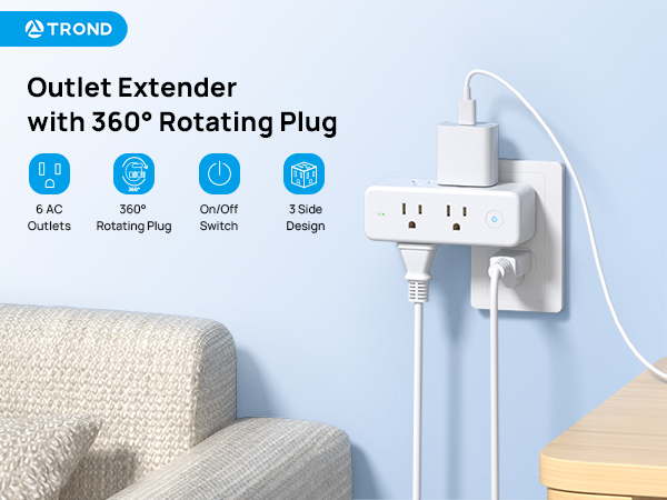 outlet extender with 360° rotating plug