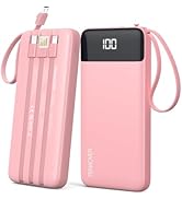 Portable Charger Built-in Cables,10000mAh Power Bank for iPhone,Fast Charge USB C Battery Pack Tr...