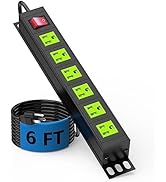 BTU 6 Outlet Power Strip, Metal Mountable Power Strip Surge Protector, Heavy Duty Wall Mount Powe...