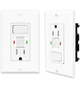 GFCI Outlet with Light Switch, 15 Amp Self-Test GFI Electrical Switch Outlet Combo with Tamper-Re...